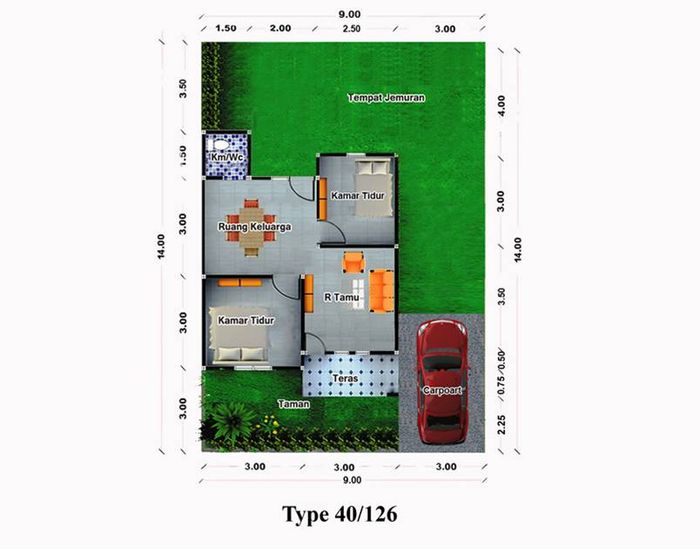 foto denah rumah tipe 40 perumahan Griya Teratai Indah