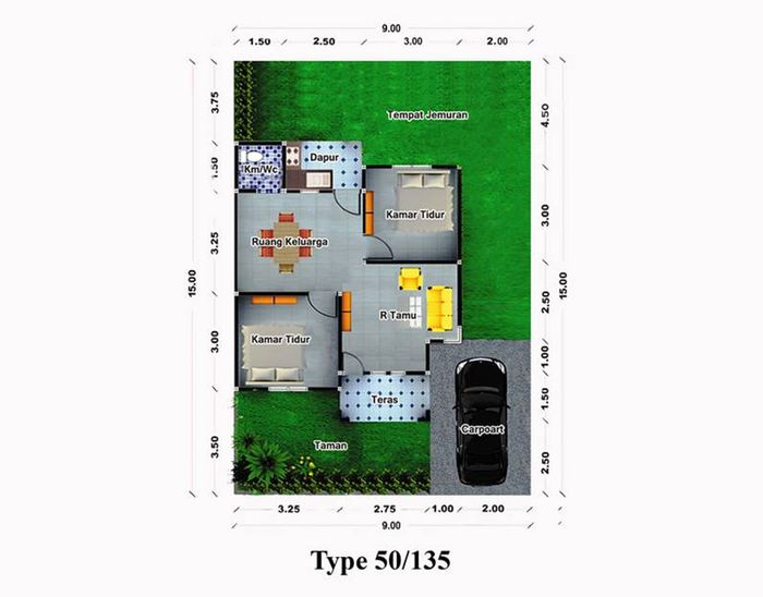 foto denah rumah tipe 50 perumahan Griya Teratai Indah