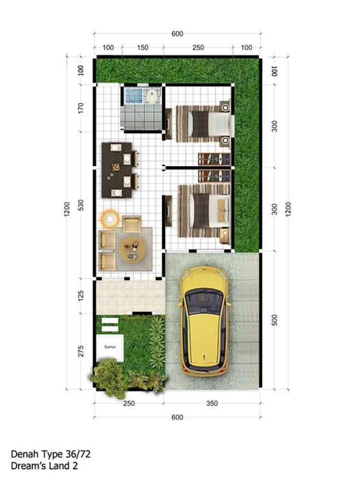 foto denah rumah tipe 36 Harga 2023 perumahan DREAM LAND II