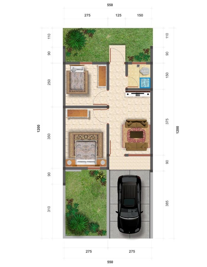 foto denah rumah tipe TULIP 2023 perumahan BUKIT CILEGON ASRI