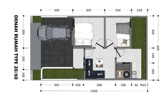 foto denah rumah tipe 30/60 perumahan PERUMAHAN GRAND INDAH BOULEVARD CITY II