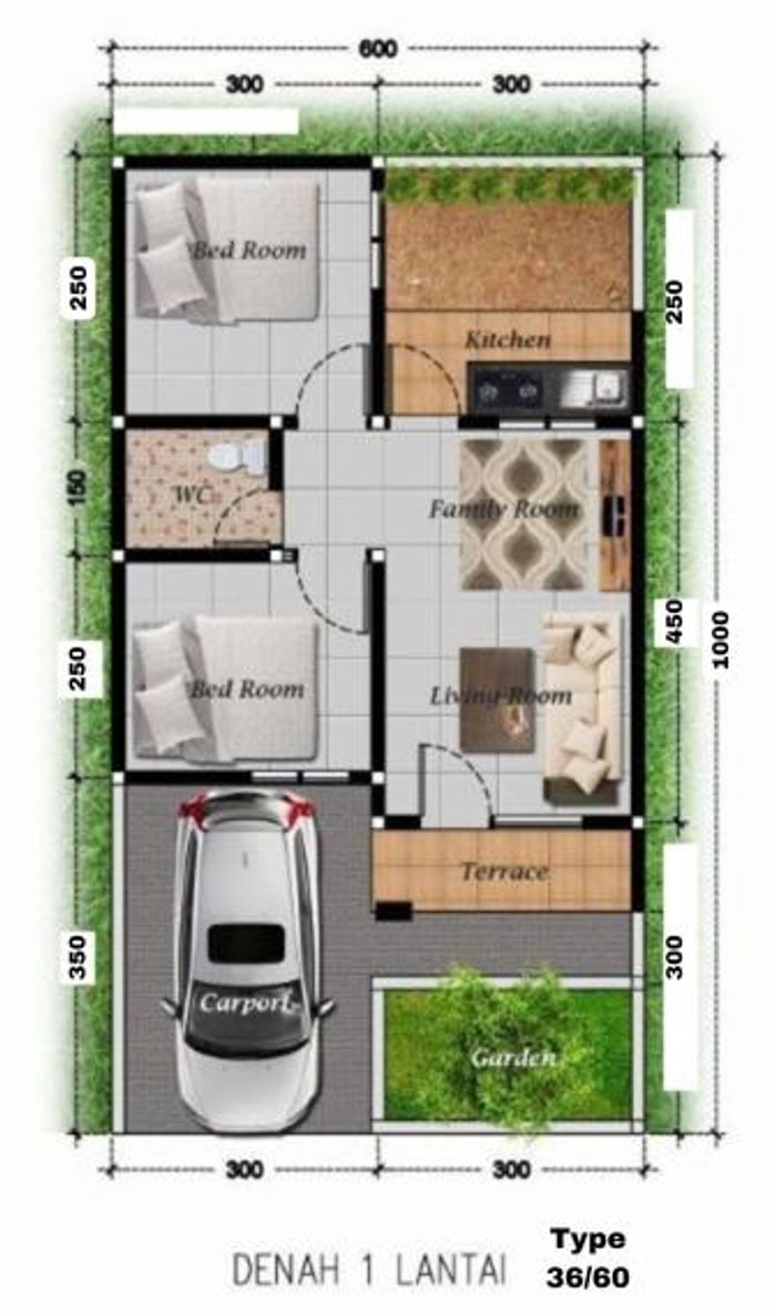 foto denah rumah tipe Hayam Wuruk 30/60 perumahan BUMI MOJOPAHIT ASRI 2