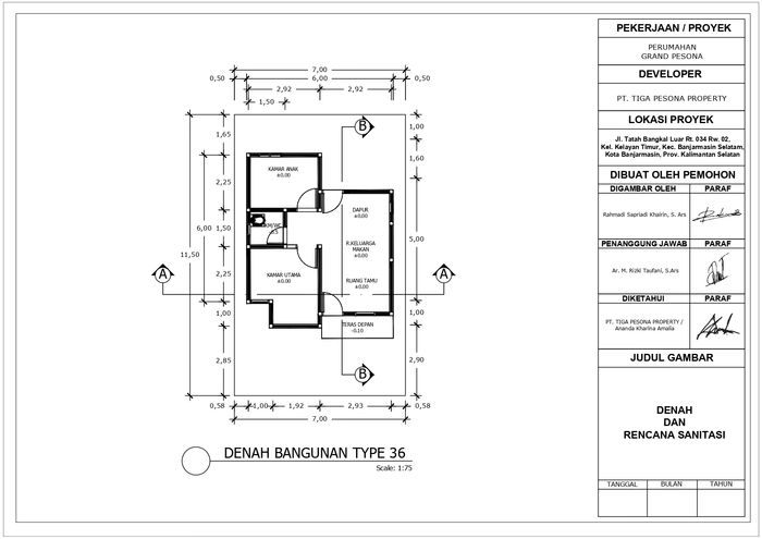 foto denah rumah tipe 36 perumahan GRAND PESONA