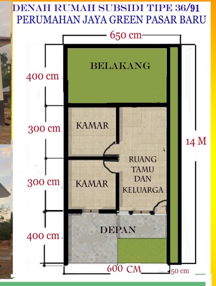 foto denah rumah tipe 36/PMK60/162/2023 perumahan PERUMAHAN JAYA GREEN II.