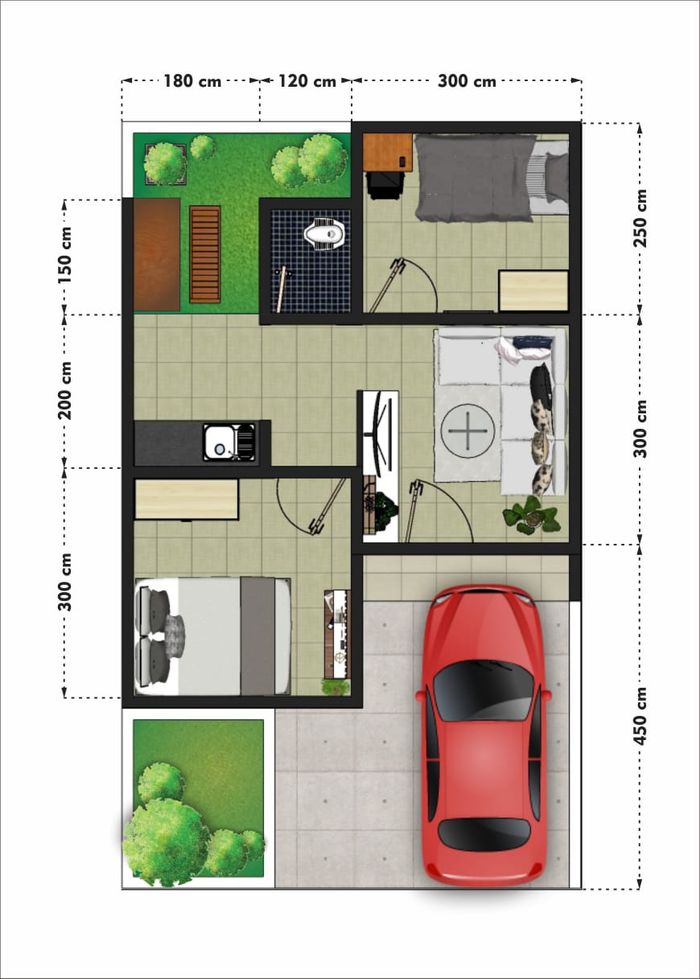 foto denah rumah tipe 34/60 (PMK 2023) perumahan Cemara Pandan Indah