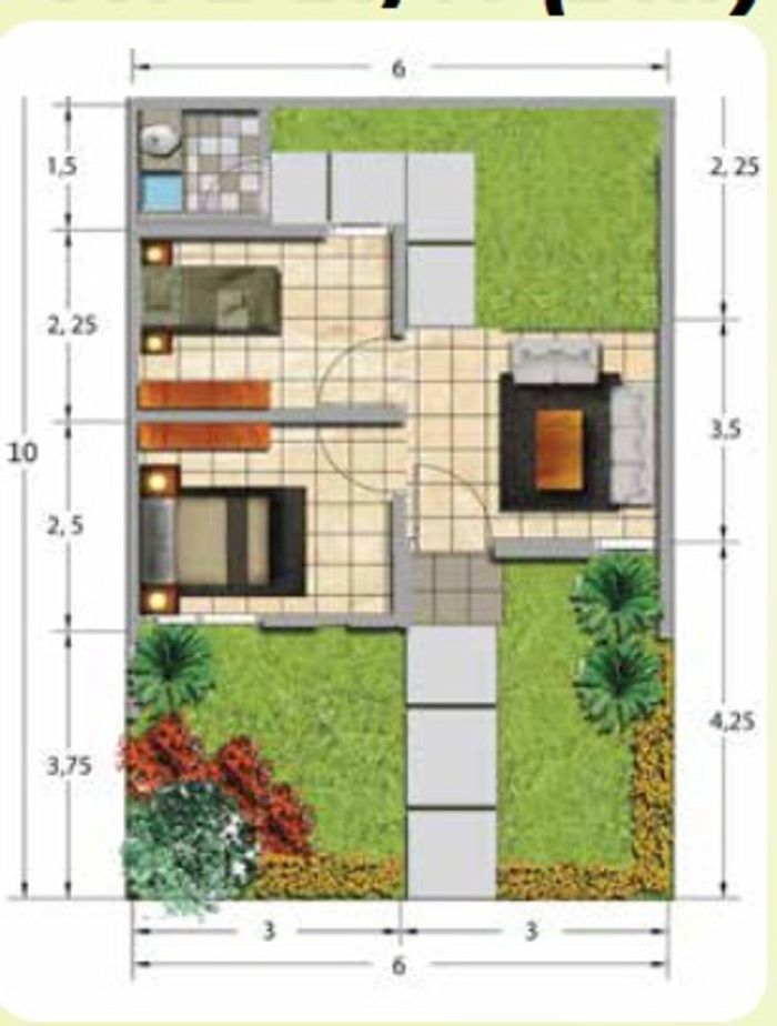 foto denah rumah tipe 28/60 perumahan PERUMAHAN PURI HARMONI 8 EXTENSION TAHAP 2