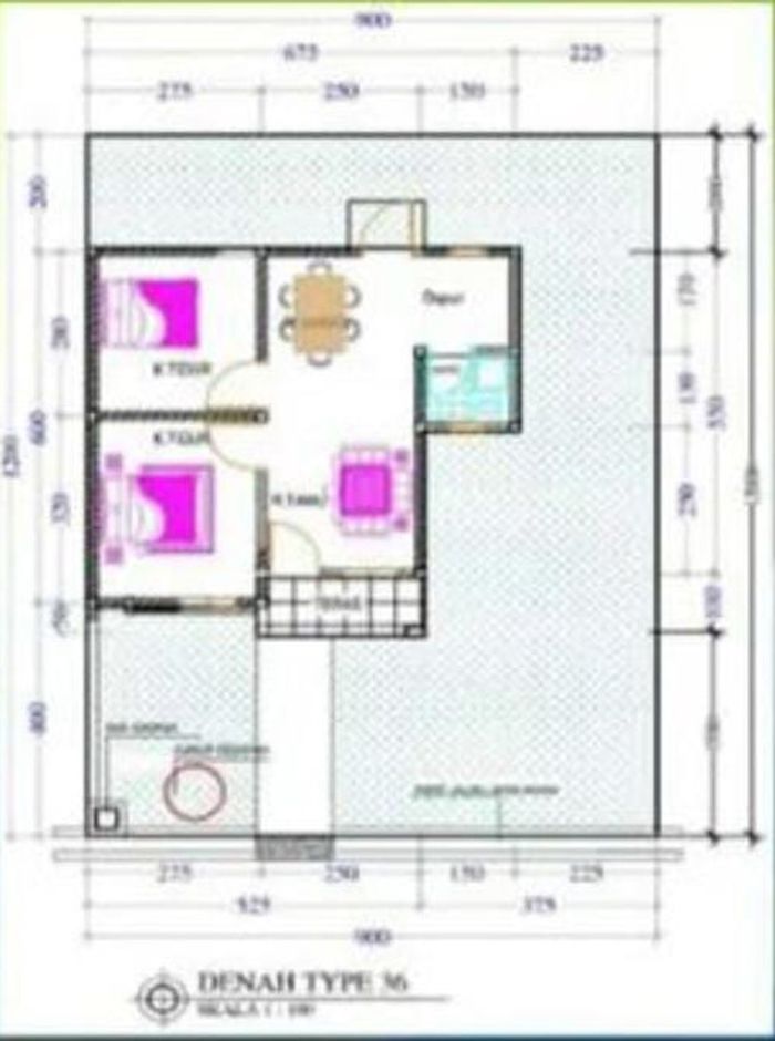 foto denah rumah tipe 36 perumahan Mutiara Kerinci Residence