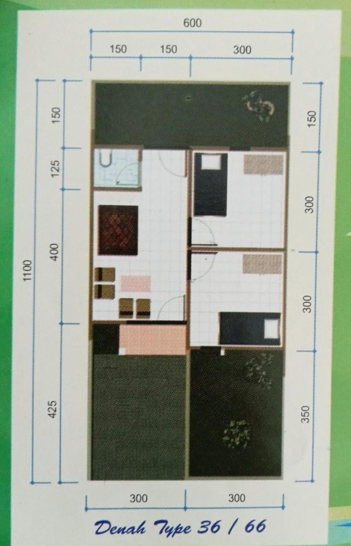 foto denah rumah tipe 36/66 perumahan Bukit Nunggul Residence 2