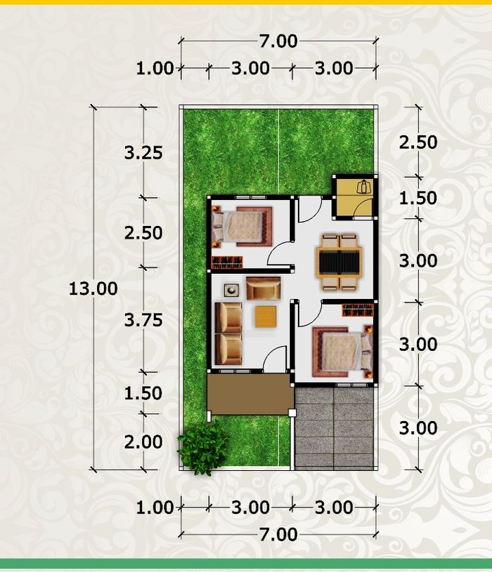 foto denah rumah tipe subsidi kopel 2023 perumahan Perumahan Permata Garden