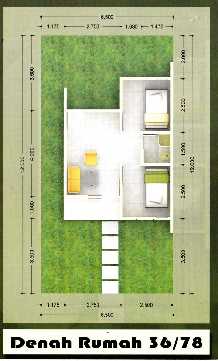 foto denah rumah tipe 36/78 perumahan CLUSTER DIPONEGORO