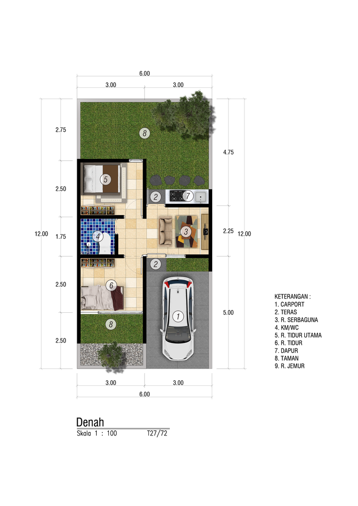 foto denah rumah tipe 27 perumahan Adara Park 2