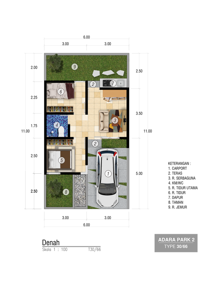 foto denah rumah tipe 30 perumahan Adara Park 2