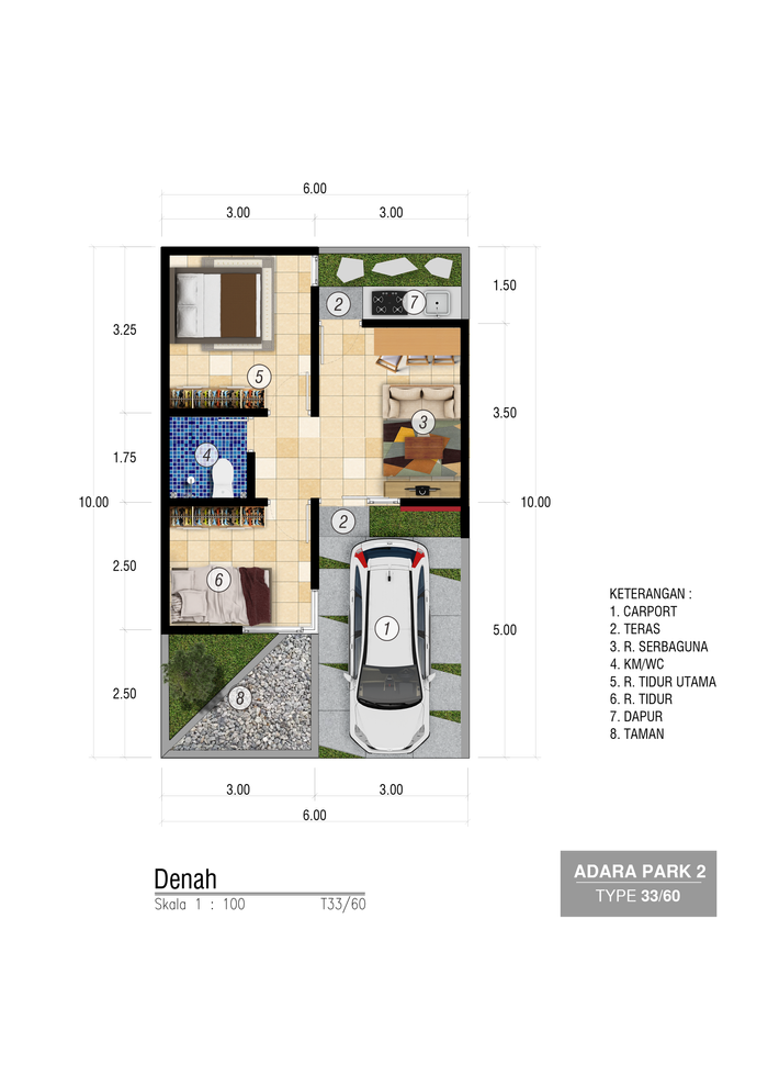 foto denah rumah tipe 33 perumahan Adara Park 2