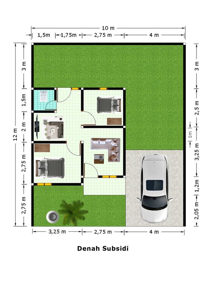 foto denah rumah tipe Subsidi 36 New 2023 perumahan Tubagus Palm Indah Residence