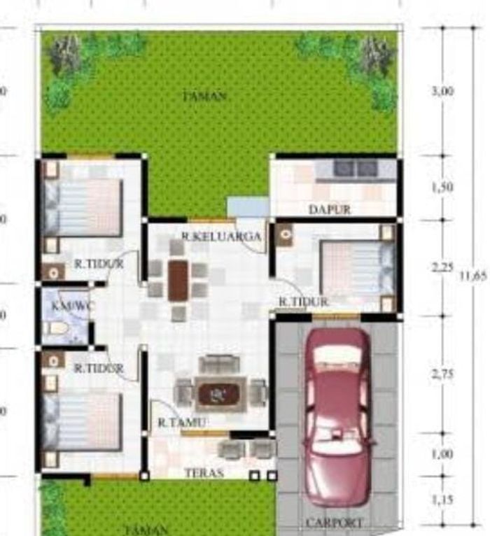 foto denah rumah tipe 50 perumahan Green pawenang tahap II