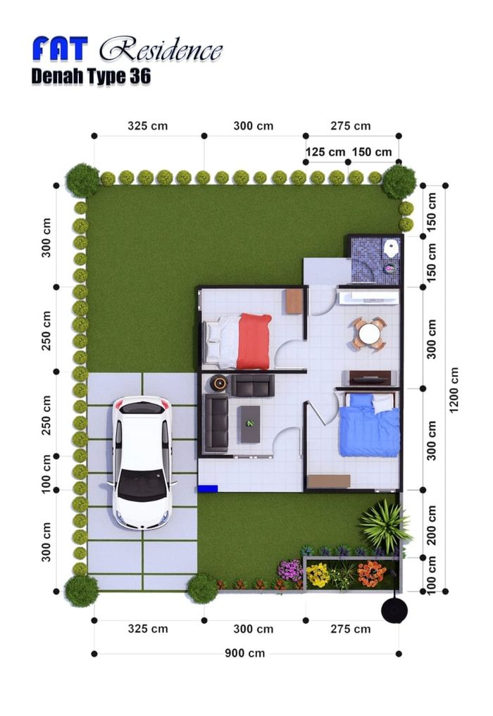 foto denah rumah tipe 36 SUBSIDI 2023 perumahan FAT RESIDENCE AMPANA TAHAP II