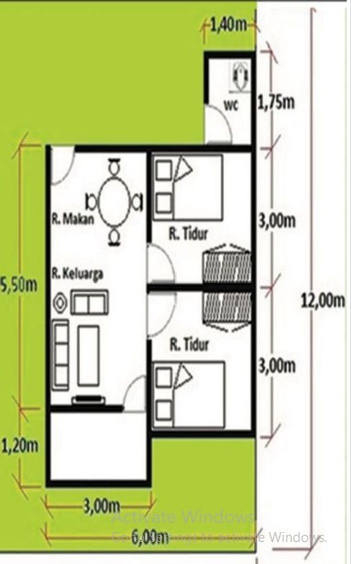 foto denah rumah tipe Sakura 36 perumahan AGAPE GRIYA