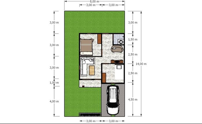 foto denah rumah tipe 36/112 perumahan Kamundu Jaya Asri
