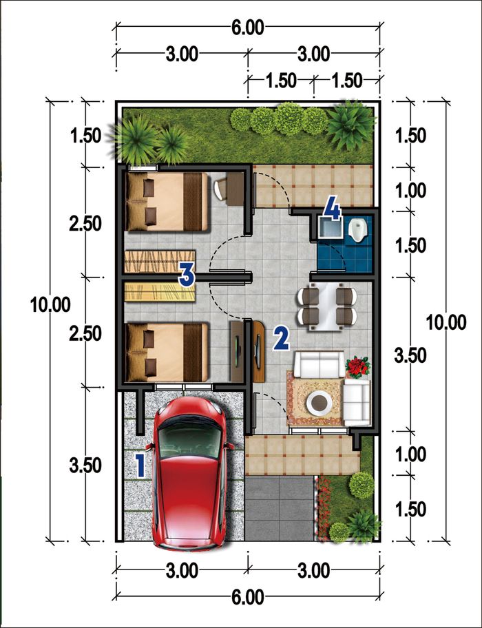 foto denah rumah tipe 30/60 PMK 2023 perumahan PURWODADI VIEW