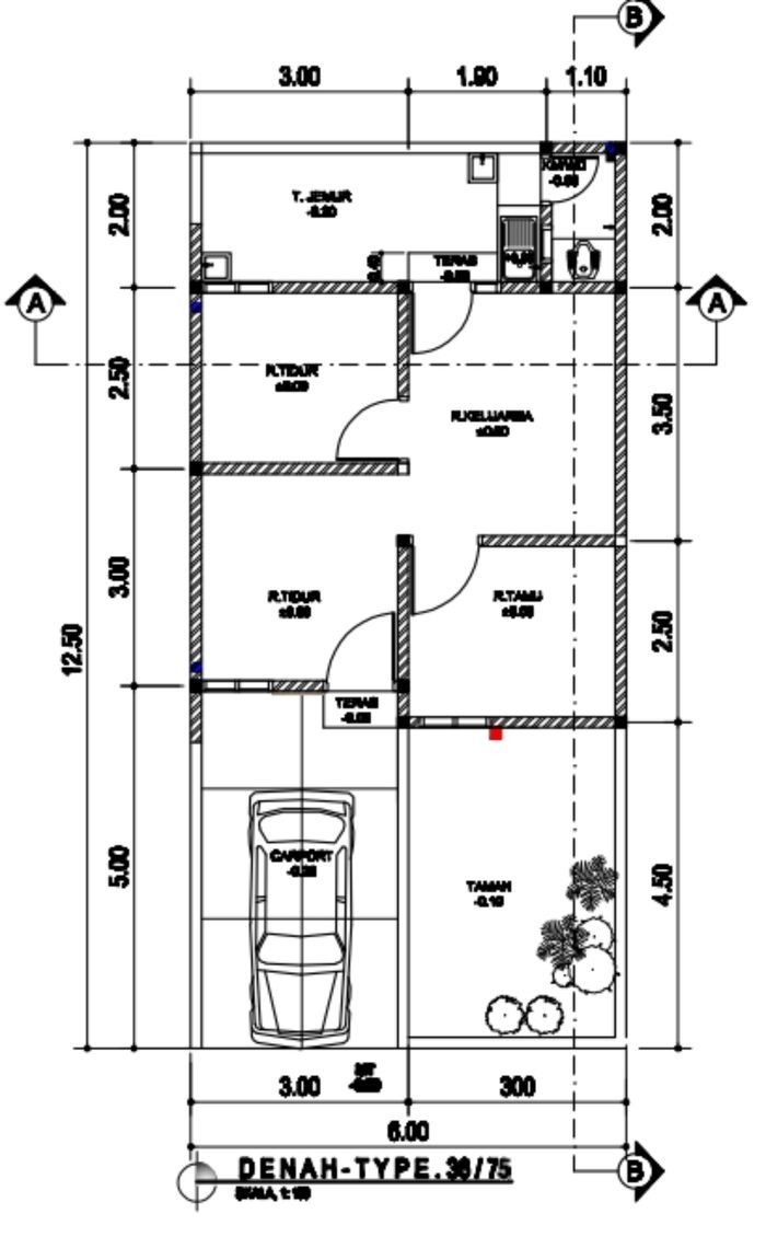 foto denah rumah tipe 36/75 (Subsidi 2023) perumahan Bumi Berkah Residence