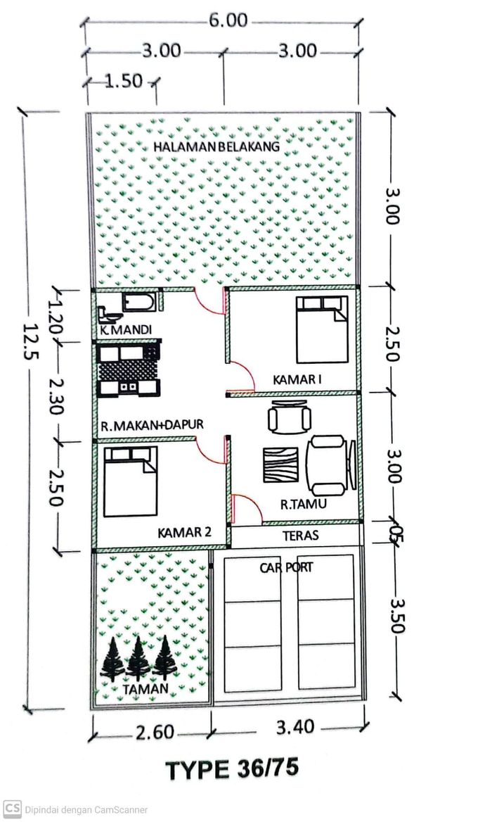 foto denah rumah tipe 36 perumahan NICOLIA