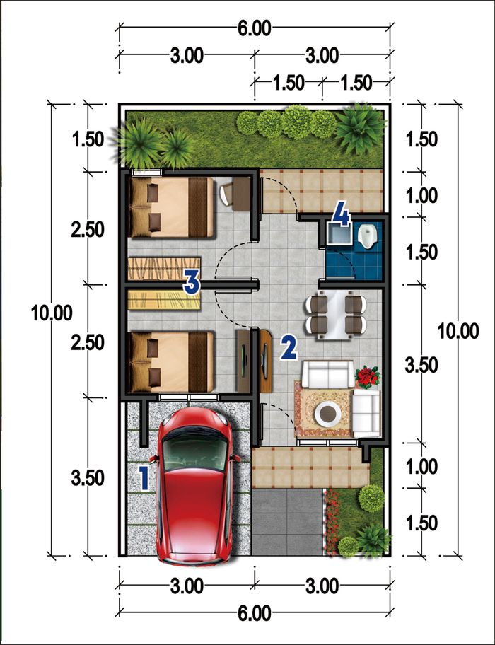 foto denah rumah tipe 30/60 PMK 2023 perumahan SAMBIREMBE VIEW