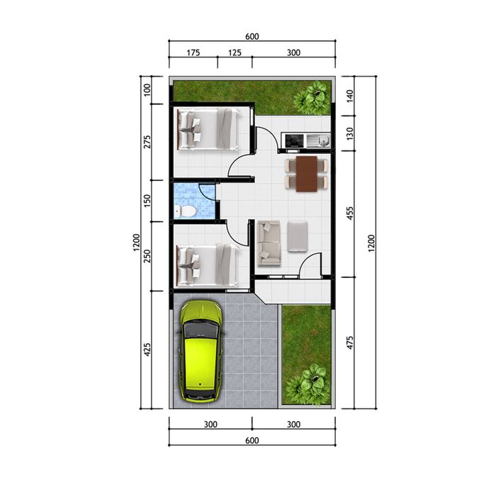 foto denah rumah tipe 36/72 Kiara perumahan Perumahan Grand Tamansari Tahap I