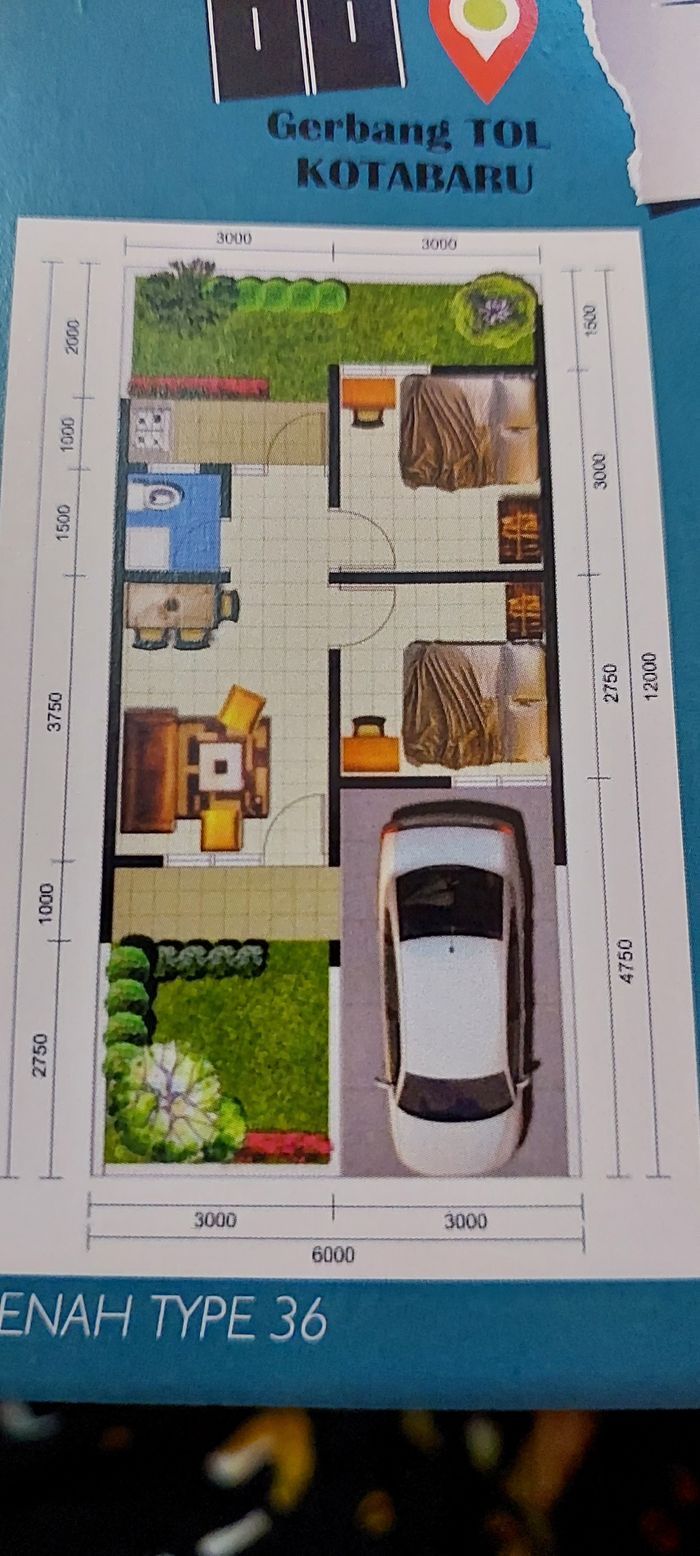 foto denah rumah tipe 36 / 72 m2 perumahan GRIYA ELLOK 3