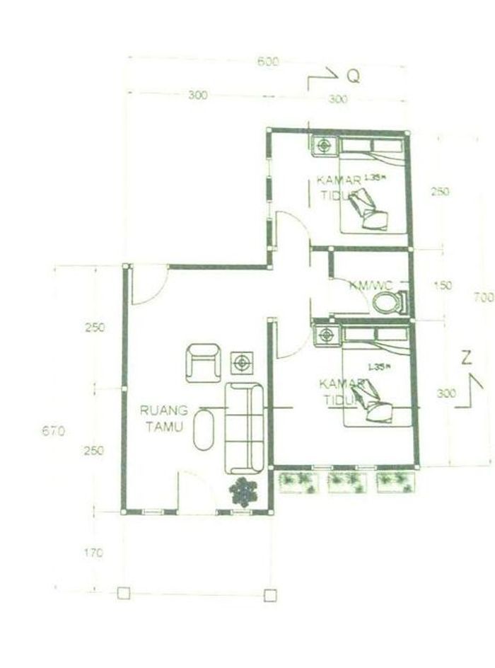 foto denah rumah tipe 36 M2 HARGA BARU perumahan Mawar Saron residence 2