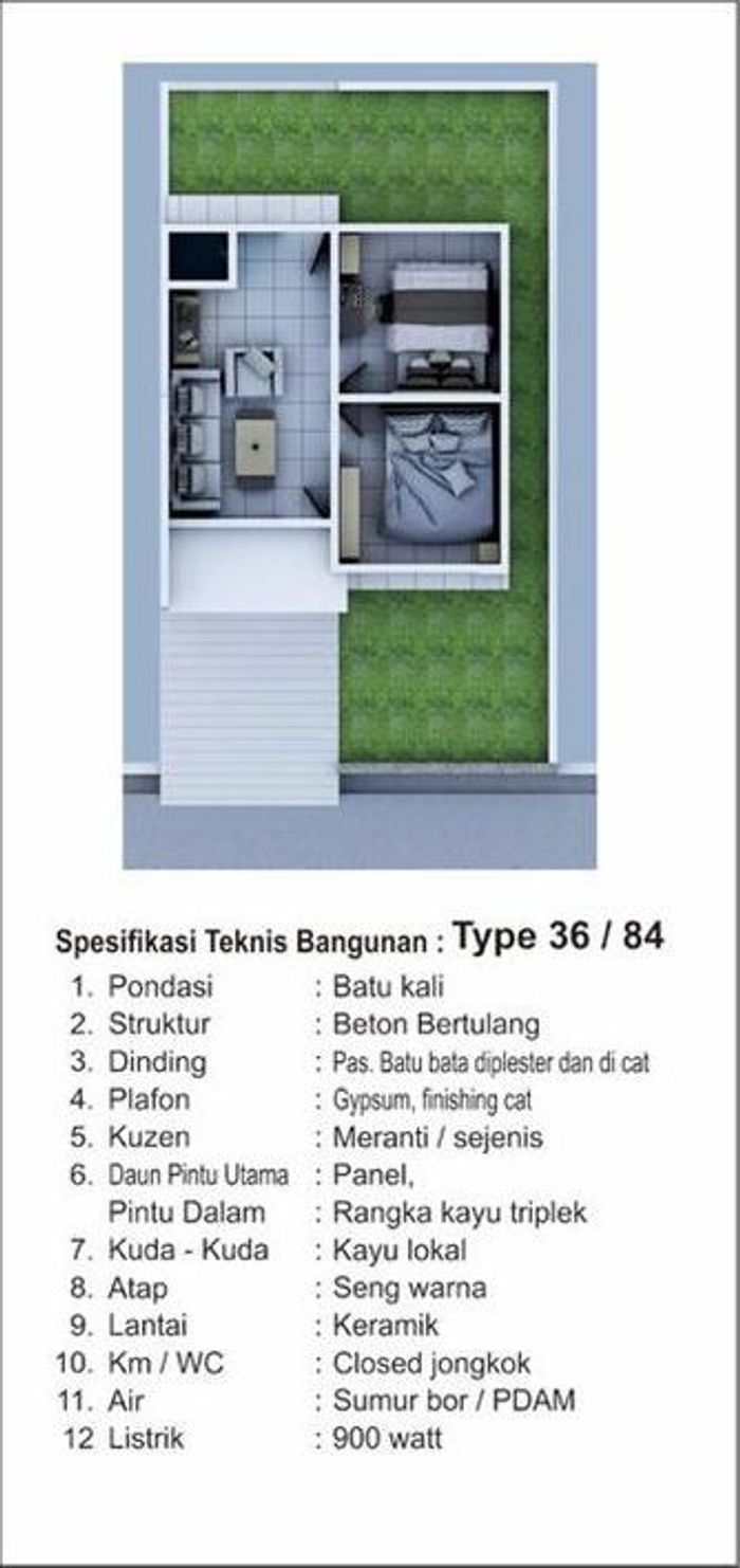 foto denah rumah tipe RSH 36 ( Subsidi ) perumahan GRIYA AMANAH 2