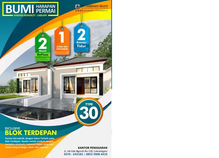 foto tampak rumah tipe 30 perumahan BUMI HARAPAN PERMAI TAHAP 3