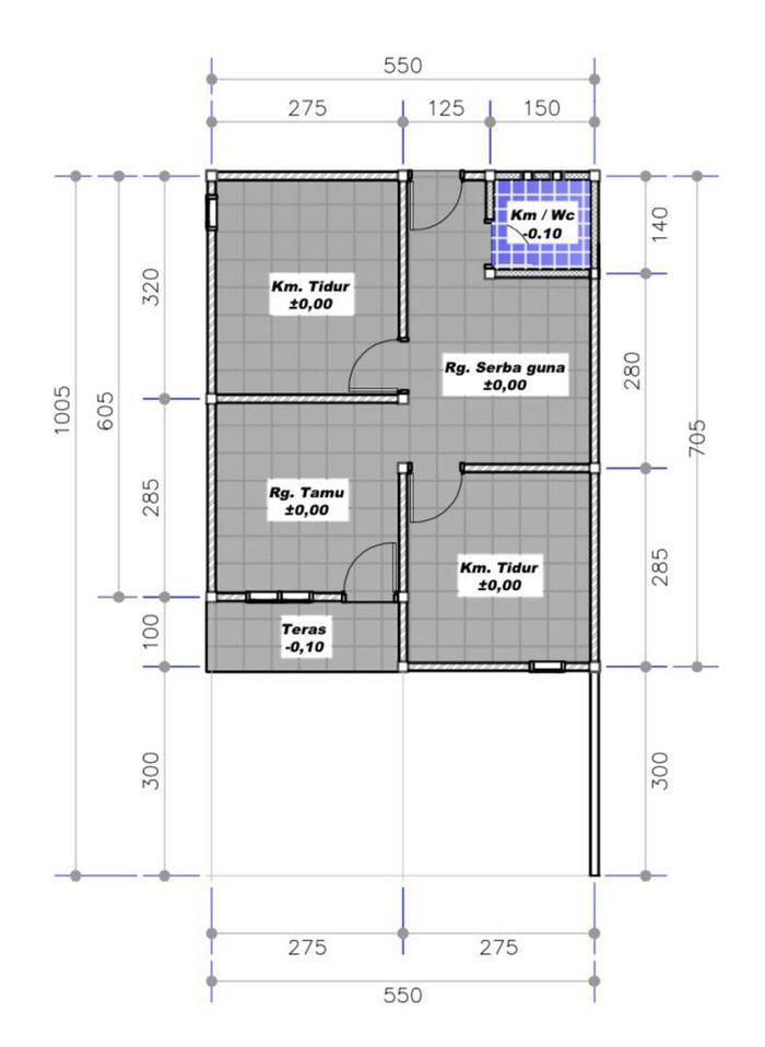 foto denah rumah tipe 36/96 2023 perumahan Bukit Baliase Indah 3 (Tahap 3)