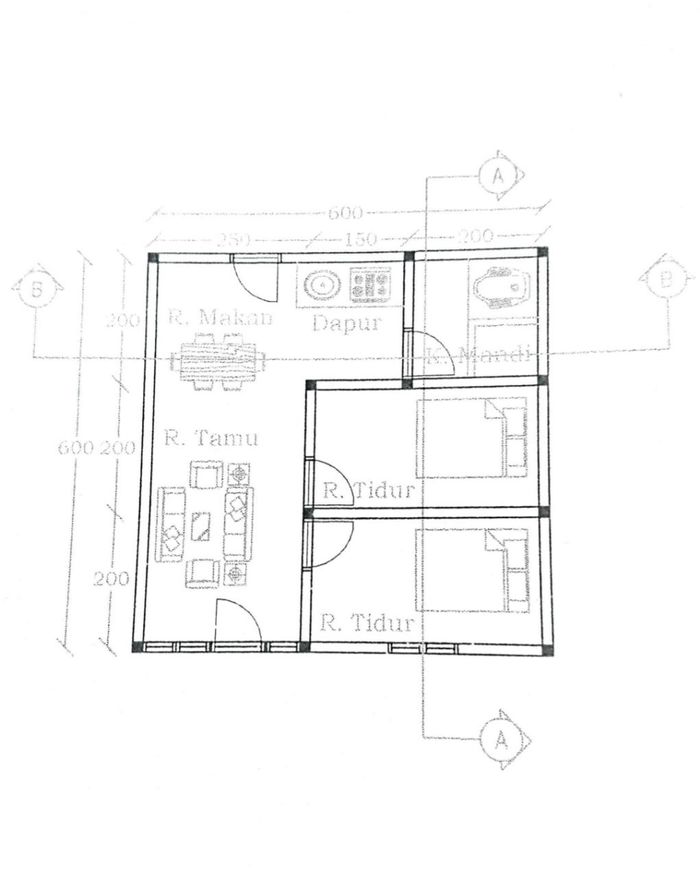 foto denah rumah tipe 36 perumahan Juma Karang Pulo Berastagi