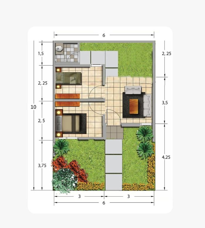 foto denah rumah tipe FLPP 27/60 NEW perumahan Puri Harmoni Kertamukti