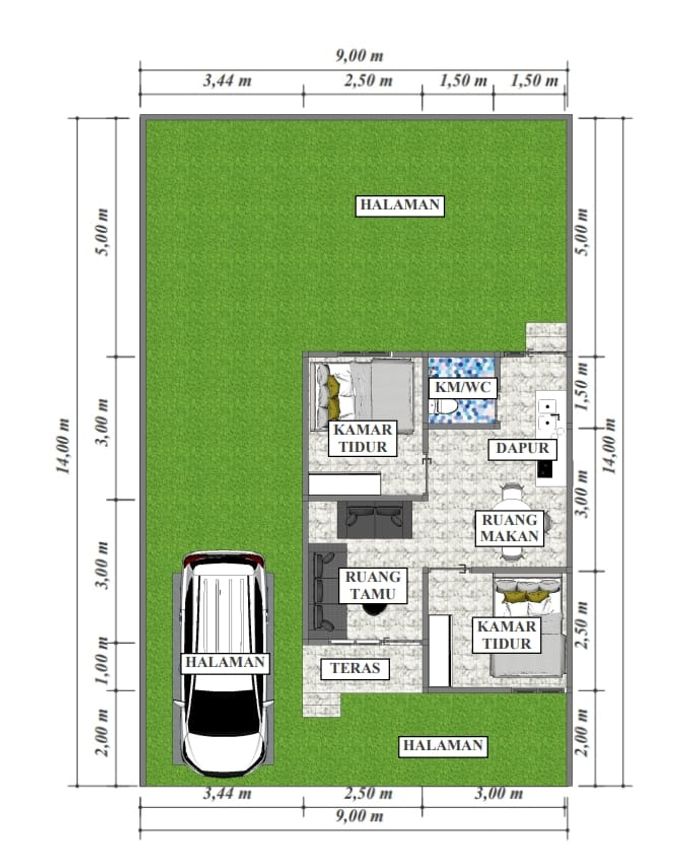 foto denah rumah tipe rumah T 36/126 M2 perumahan PERUM JANNATI #3 BHAYANGKARA RESIDENCE KOYA KOSO