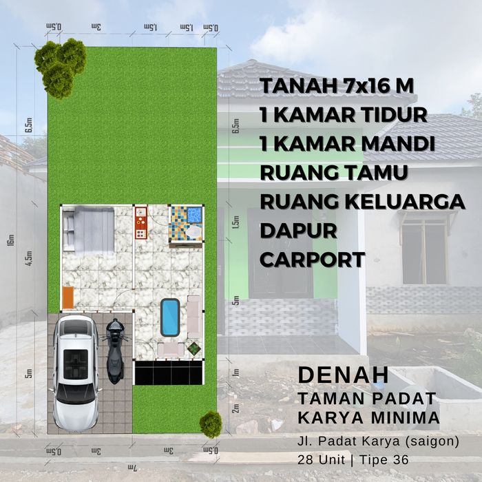 foto denah rumah tipe 36 2023 perumahan TAMAN PADAT KARYA MINIMA