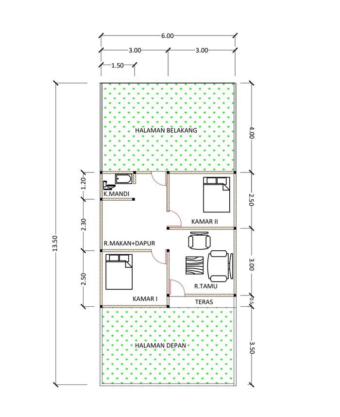 foto denah rumah tipe 36/81 (2023) perumahan Poros Residence 2