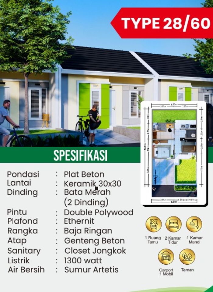 foto tampak rumah tipe 28/72 perumahan PURI DELTA ASRI 9
