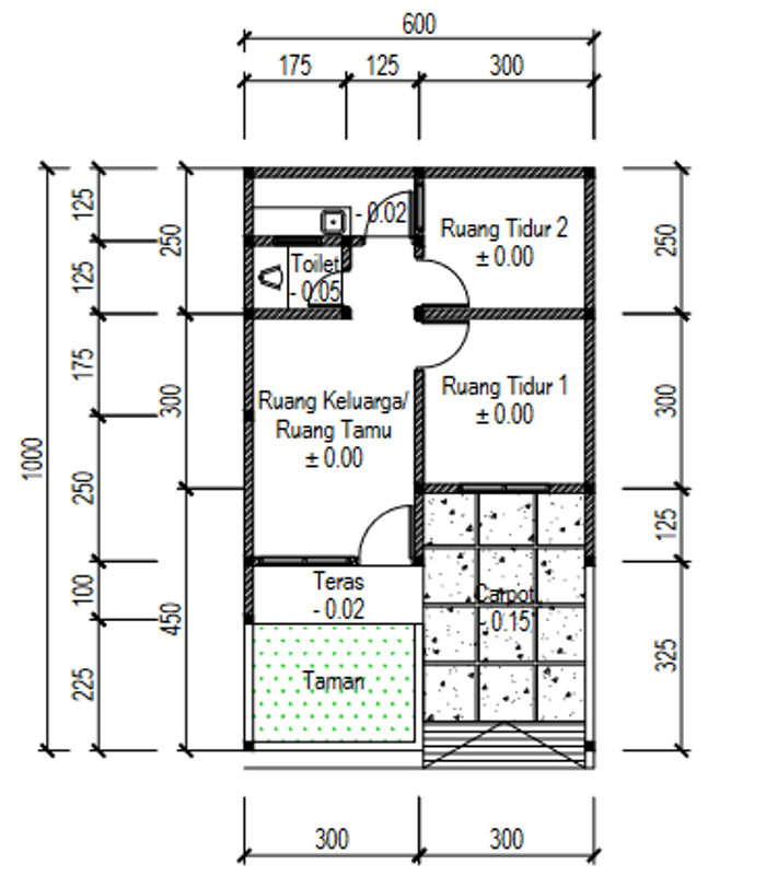 foto denah rumah tipe 36/60 perumahan D'First Wiradinata