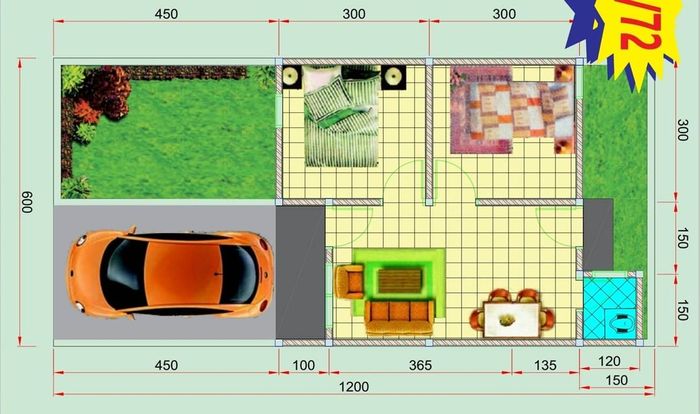 foto denah rumah tipe SUBSIDI perumahan BUMI FINDARI MAS 2 TAHAP 2