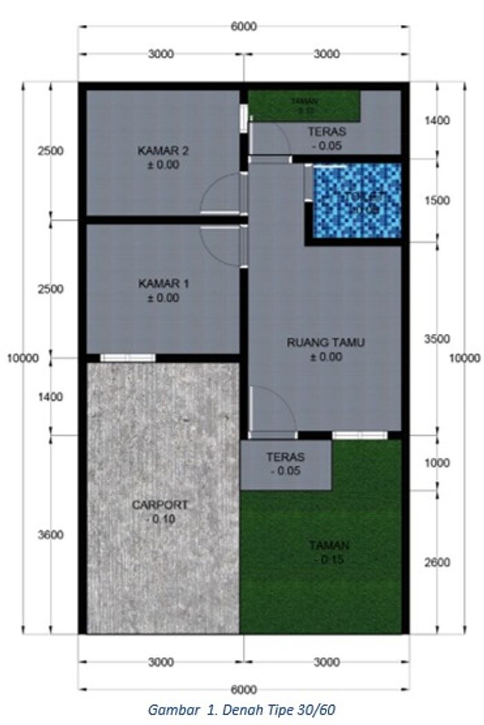 foto denah rumah tipe 30/66 perumahan Lembah Bunder Regency