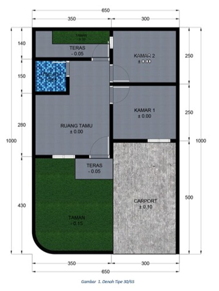 foto denah rumah tipe 30/65 perumahan Lembah Bunder Regency