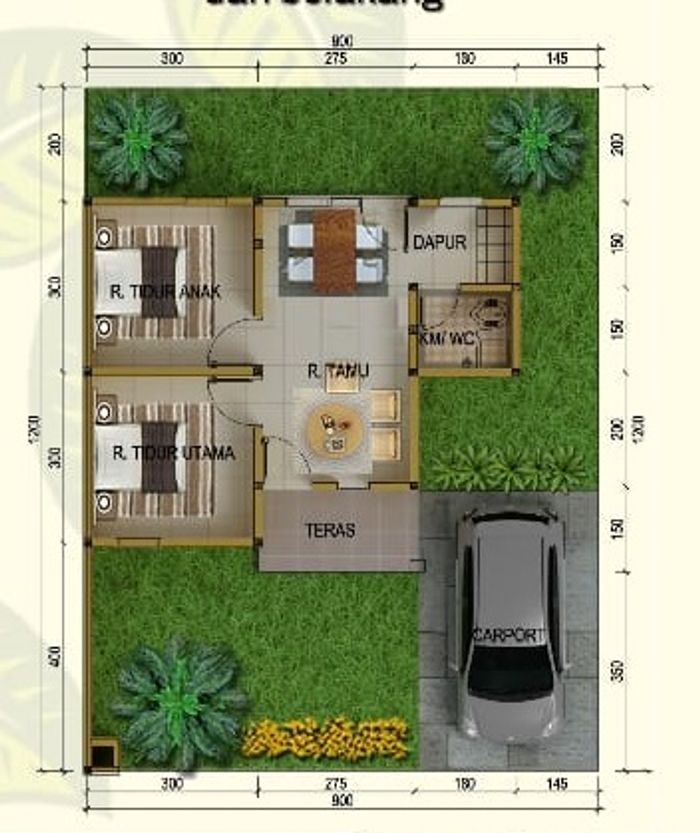 foto denah rumah tipe 36/108 perumahan Vila Dekisa