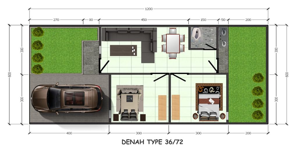 foto denah rumah tipe 36 perumahan AQILA RESIDENCE