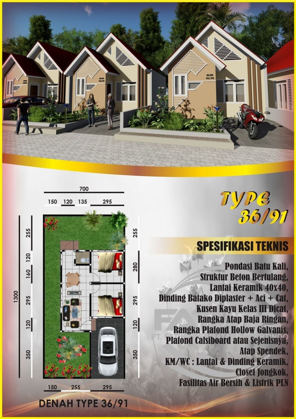 foto denah rumah tipe 36 perumahan Permata Bukit Sampoddo