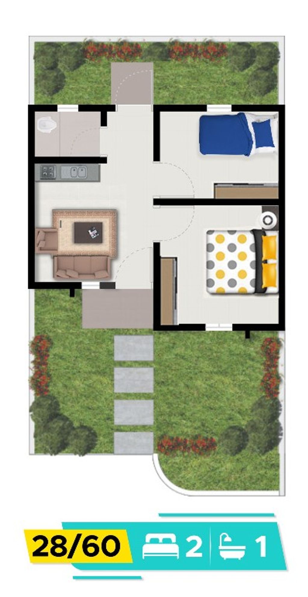 foto denah rumah tipe 28/60 (Subsidi) perumahan PURI SASMAYA TAHAP II & TAHAP III