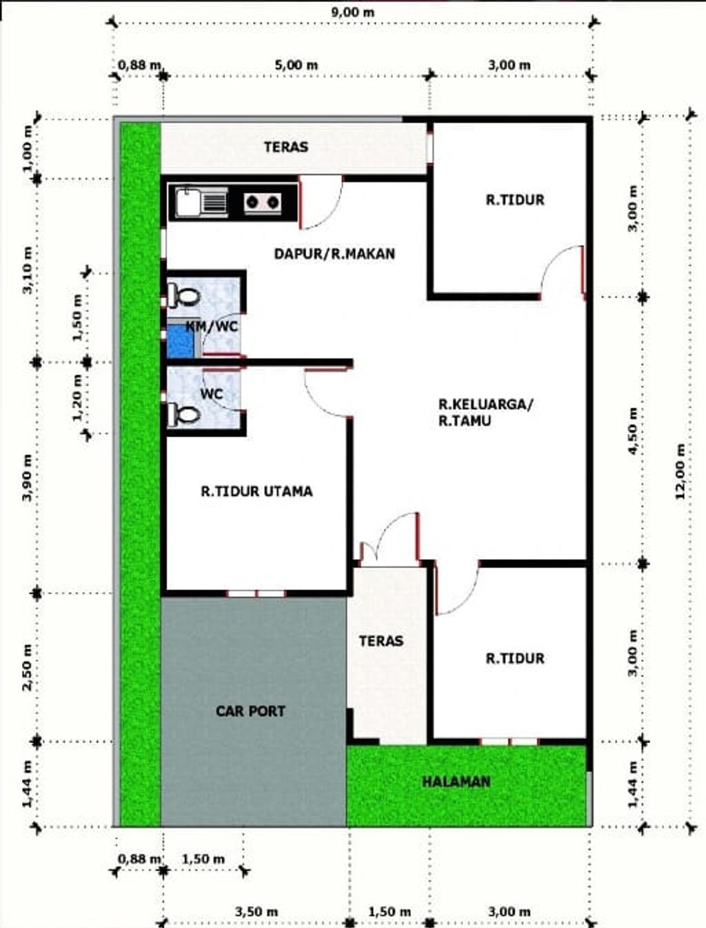 foto denah rumah tipe 66 perumahan HARMONY RESIDENCE