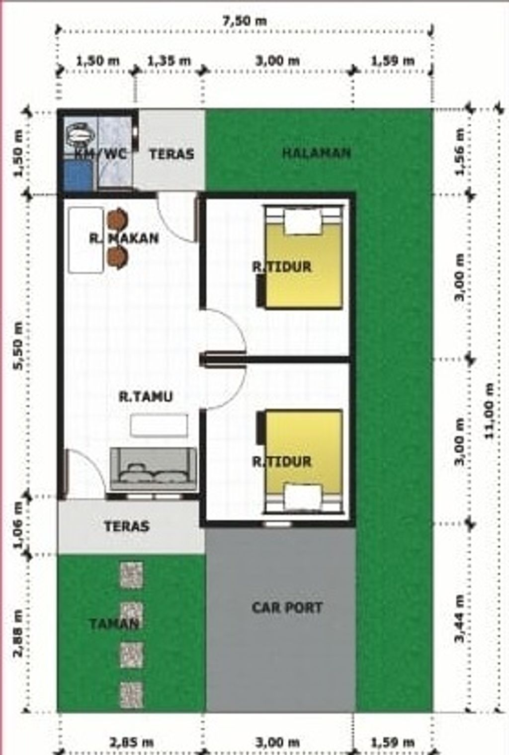 foto denah rumah tipe 36 perumahan HARMONY RESIDENCE
