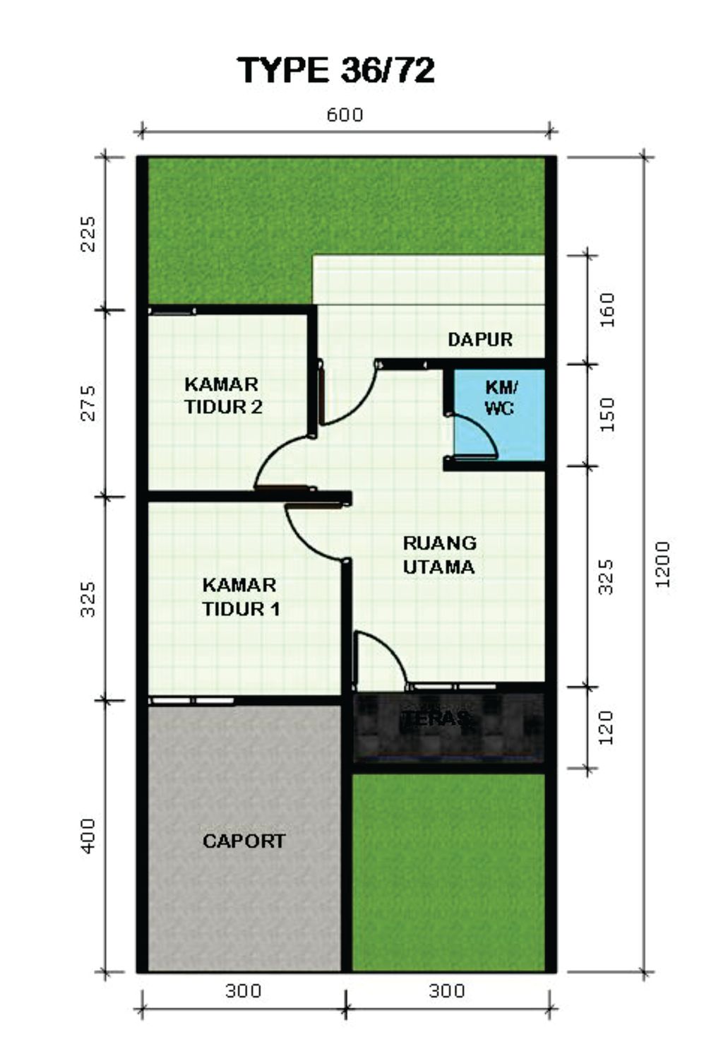 foto denah rumah tipe 36/72 perumahan PERUMAHAN TELAGA PERSADA ASRI