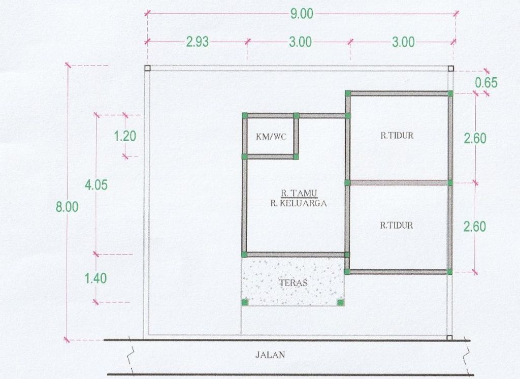 foto denah rumah tipe 30/75 perumahan GRAND CITY 2 TOLOTONGGA